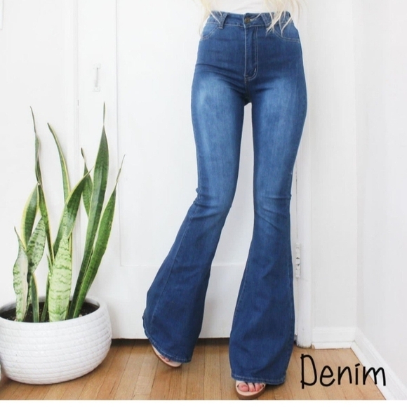 Classic Blue Stretch Waist Flare Jeans - Picture 2 of 7